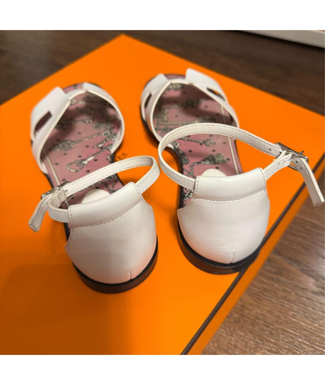 HERMES Белые кожаные сандалии, фото 3