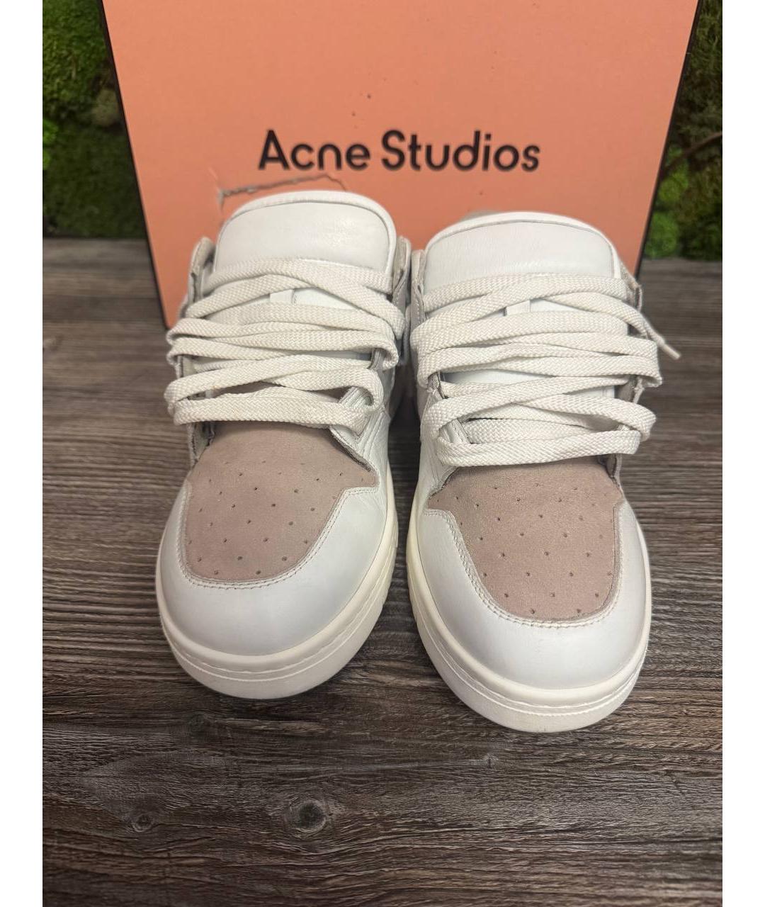 ACNE STUDIOS Бежевые кожаные низкие кроссовки / кеды, фото 2