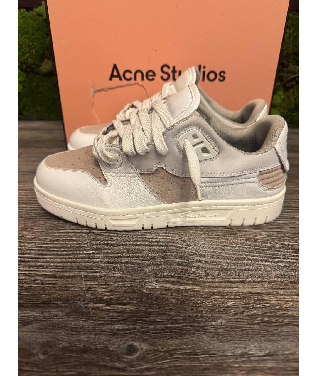 ACNE STUDIOS Бежевые кожаные низкие кроссовки / кеды, фото 6