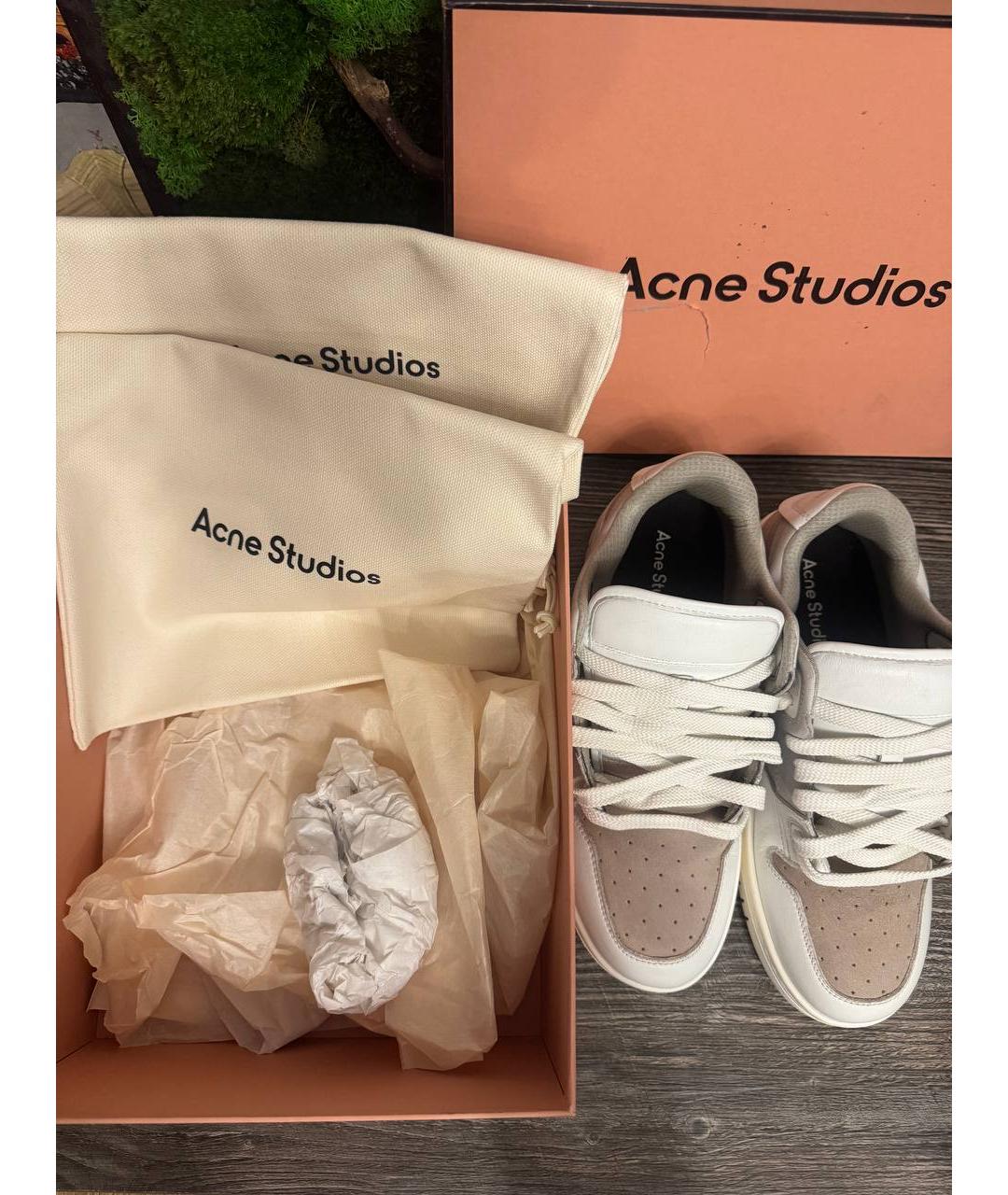 ACNE STUDIOS Бежевые кожаные низкие кроссовки / кеды, фото 5