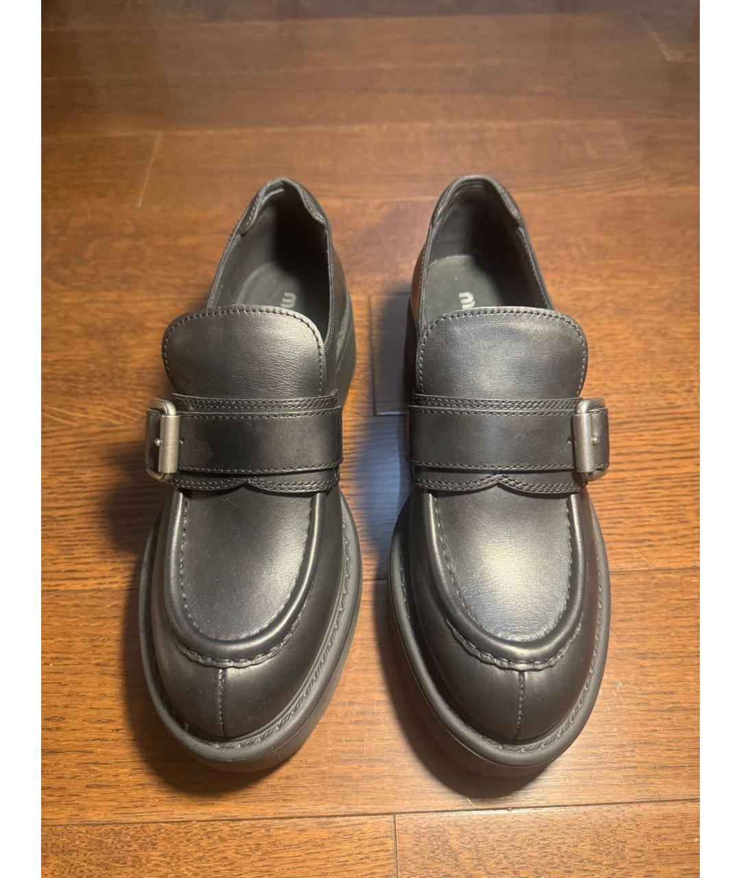 MIU MIU Черные кожаные лоферы, фото 2
