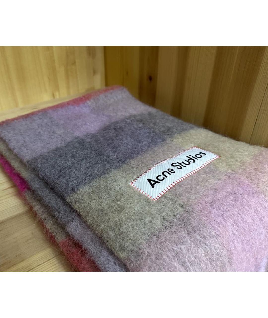 ACNE STUDIOS Розовый шерстяной шарф, фото 4