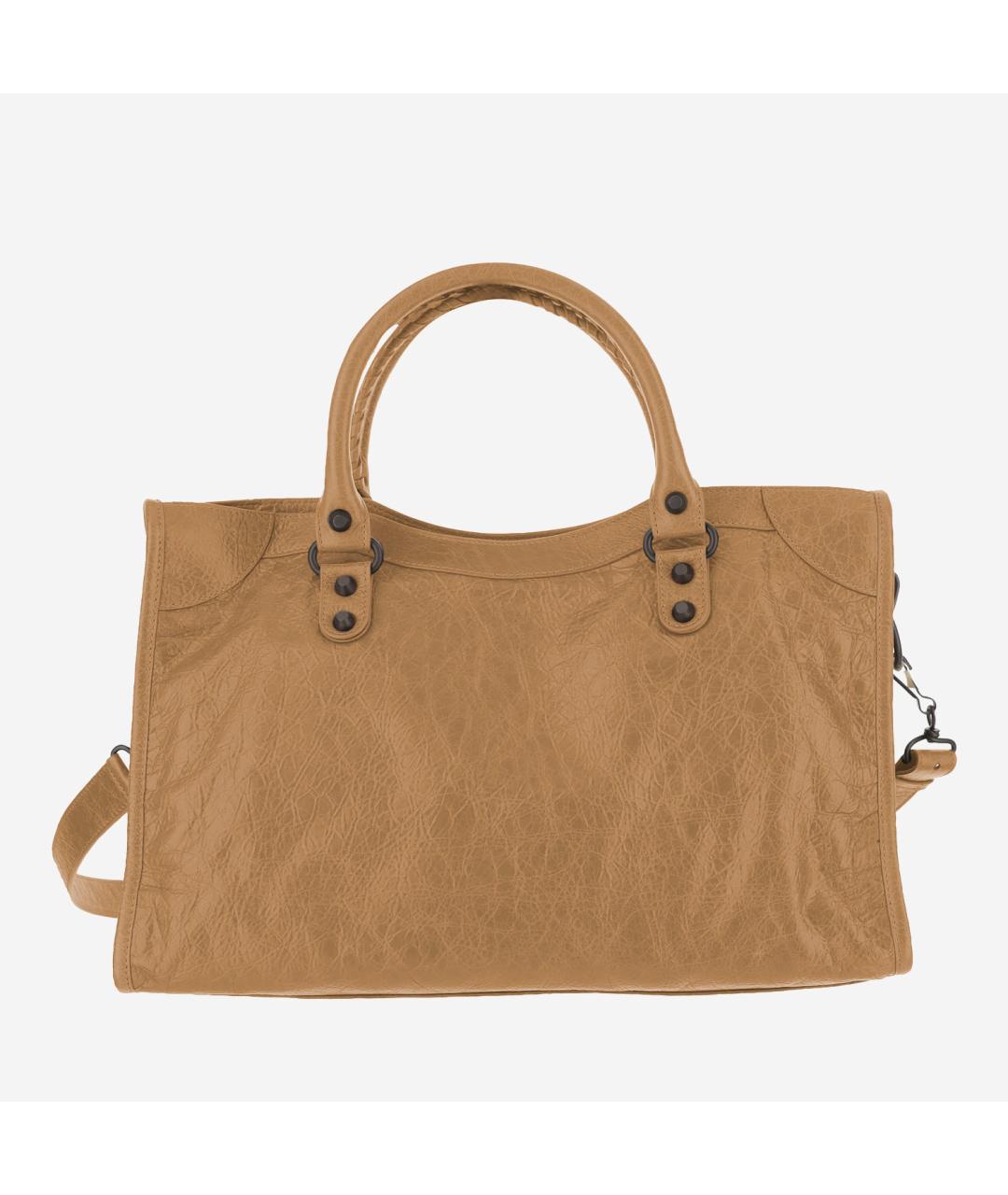 BALENCIAGA Бежевая кожаная сумка тоут, фото 3