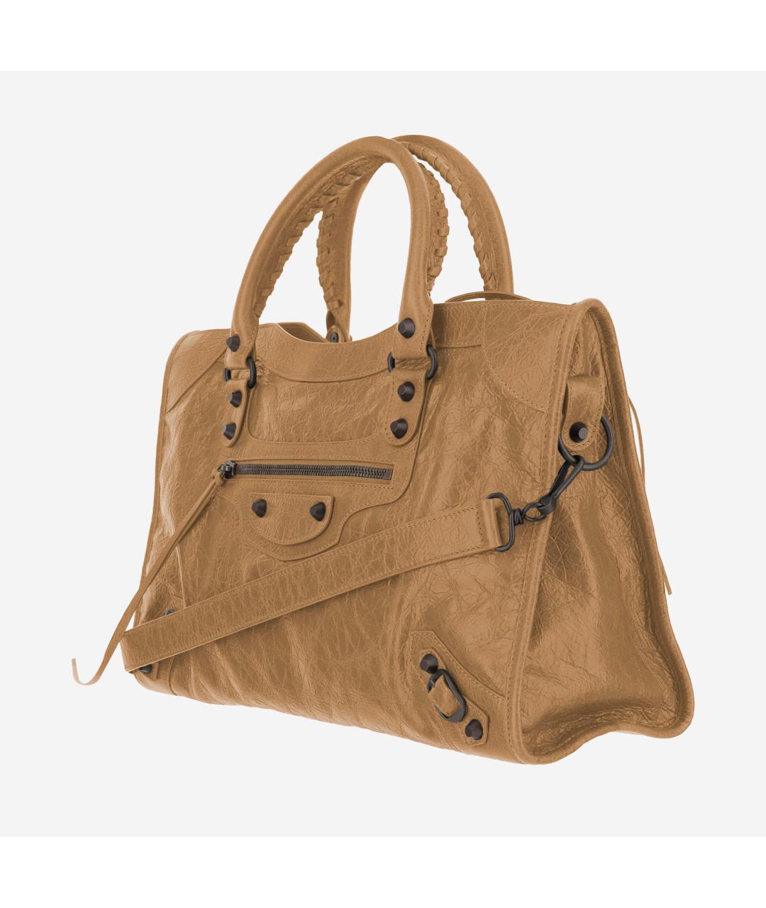 BALENCIAGA Бежевая кожаная сумка тоут, фото 2