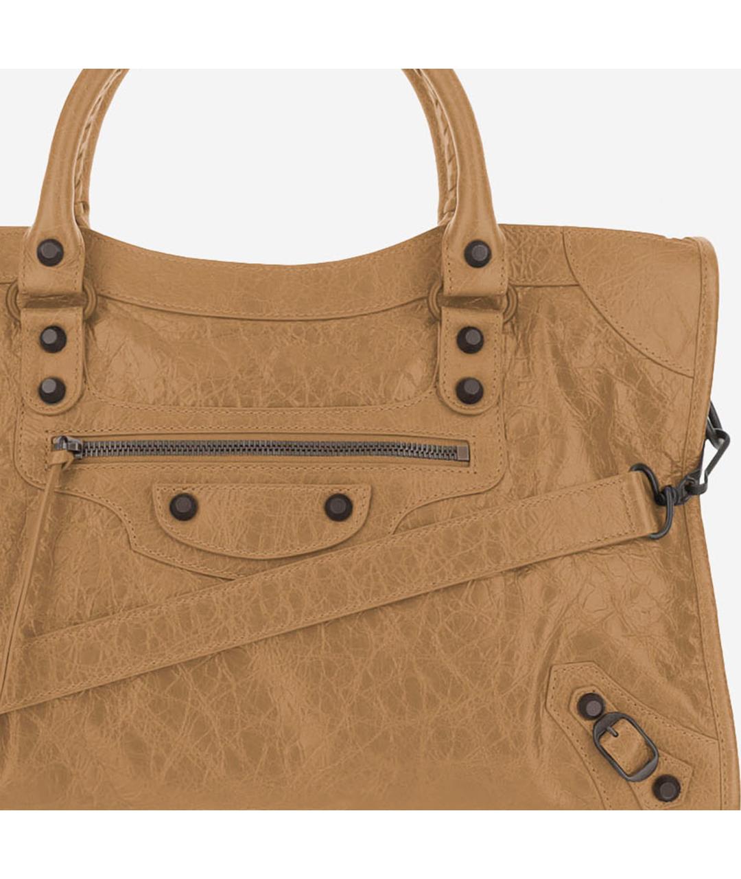 BALENCIAGA Бежевая кожаная сумка тоут, фото 4