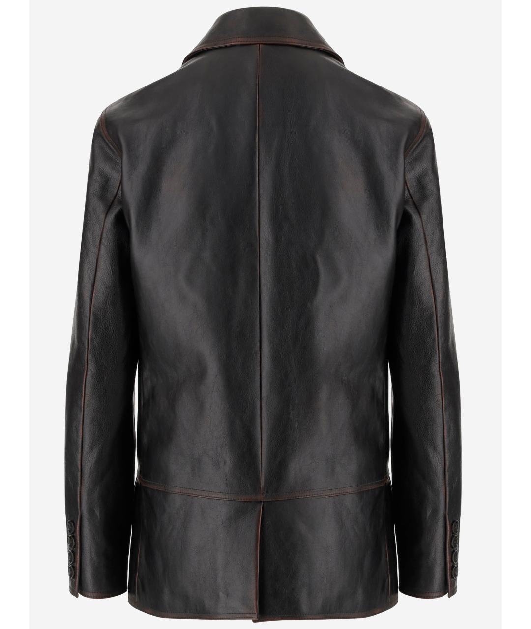 GUCCI Черное кожаное пальто, фото 2
