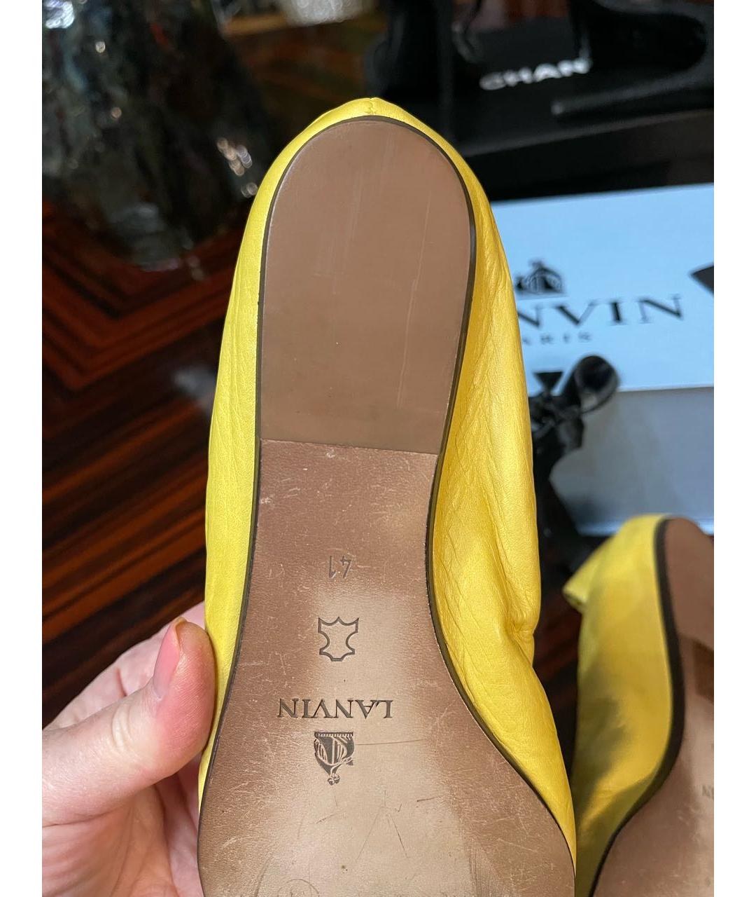 LANVIN Желтые кожаные балетки, фото 5