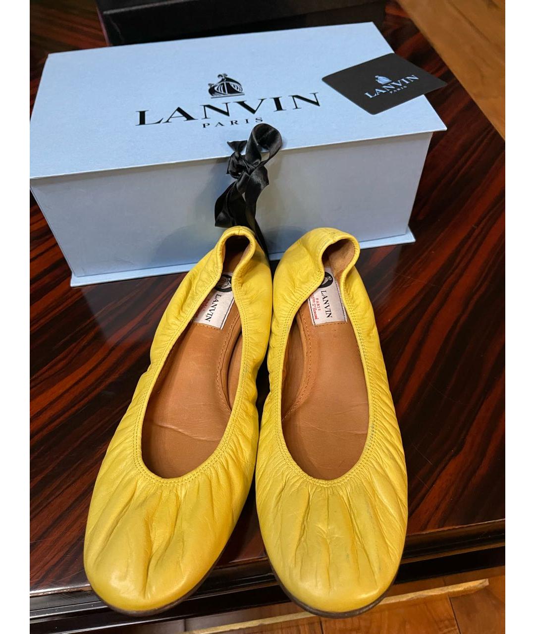 LANVIN Желтые кожаные балетки, фото 3