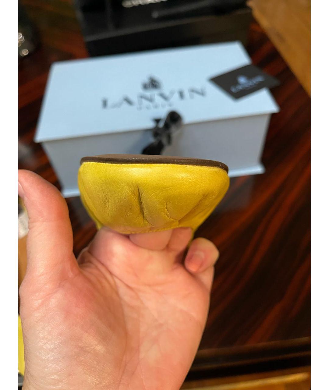 LANVIN Желтые кожаные балетки, фото 6