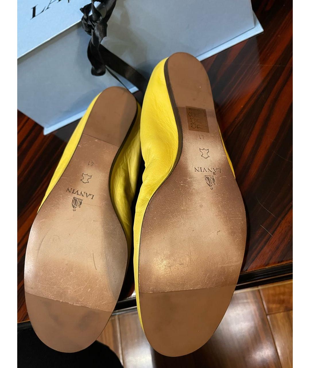 LANVIN Желтые кожаные балетки, фото 4