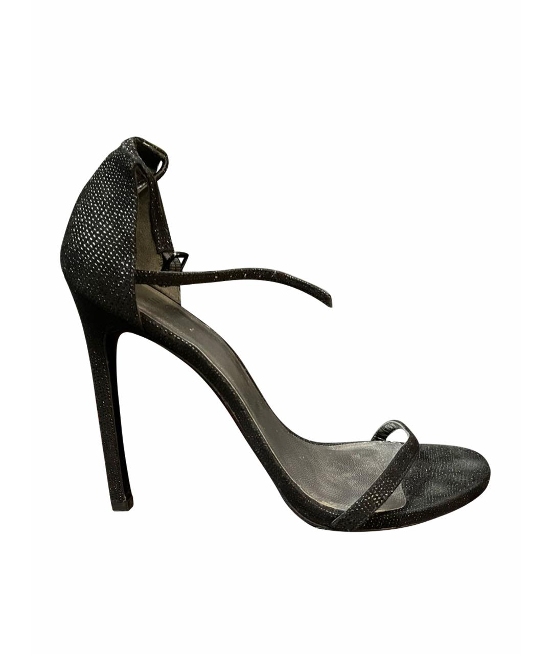 STUART WEITZMAN Черные нубуковые босоножки, фото 1