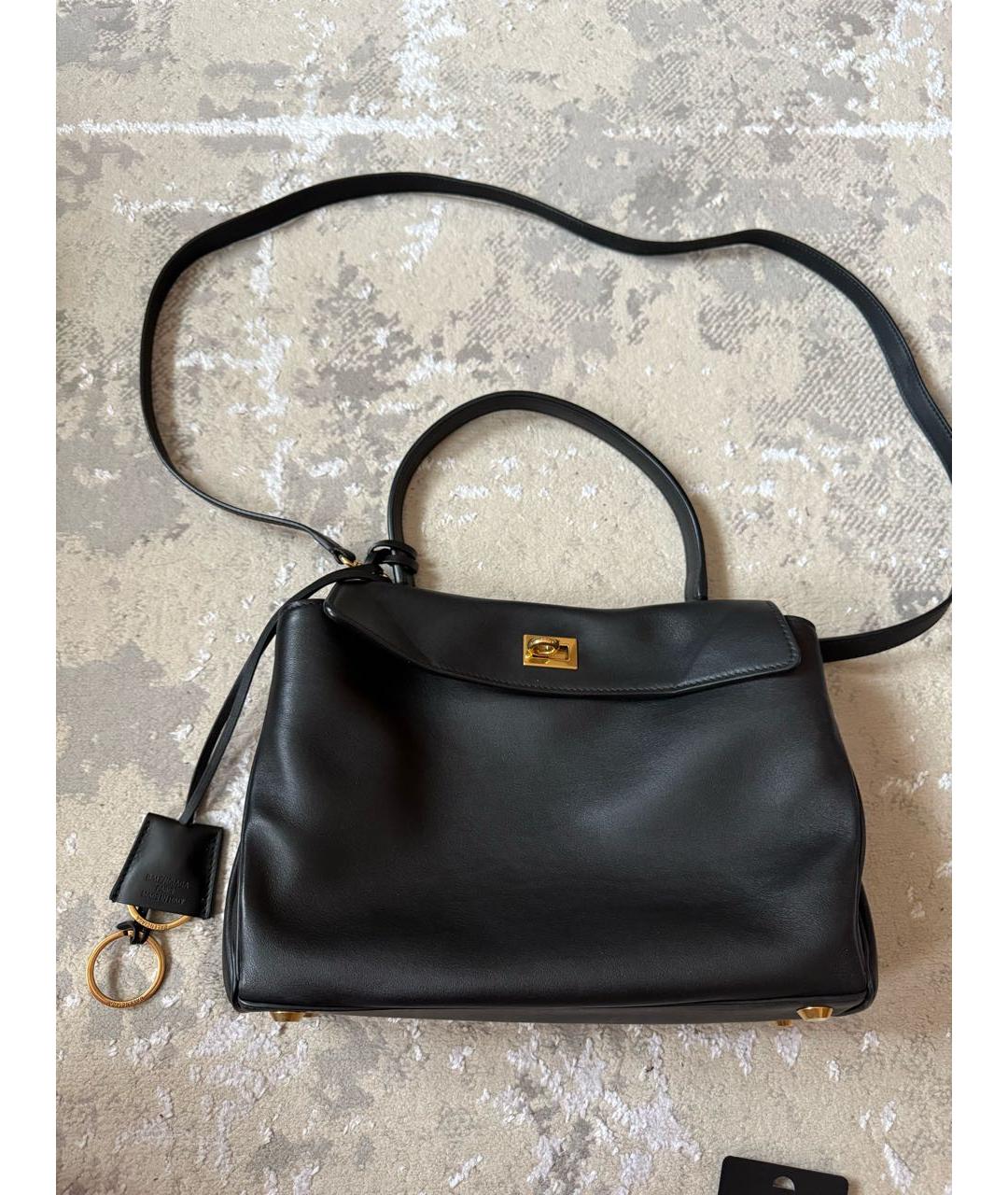 BALENCIAGA Черная кожаная сумка тоут, фото 2