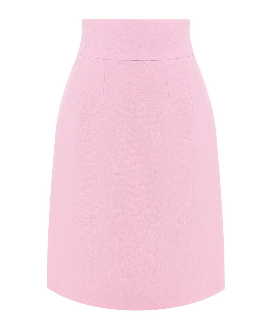 DOLCE&GABBANA Розовая шерстяная юбка миди, фото 1