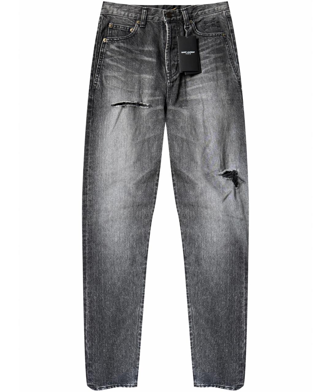 SAINT LAURENT Черные хлопковые прямые джинсы, фото 1