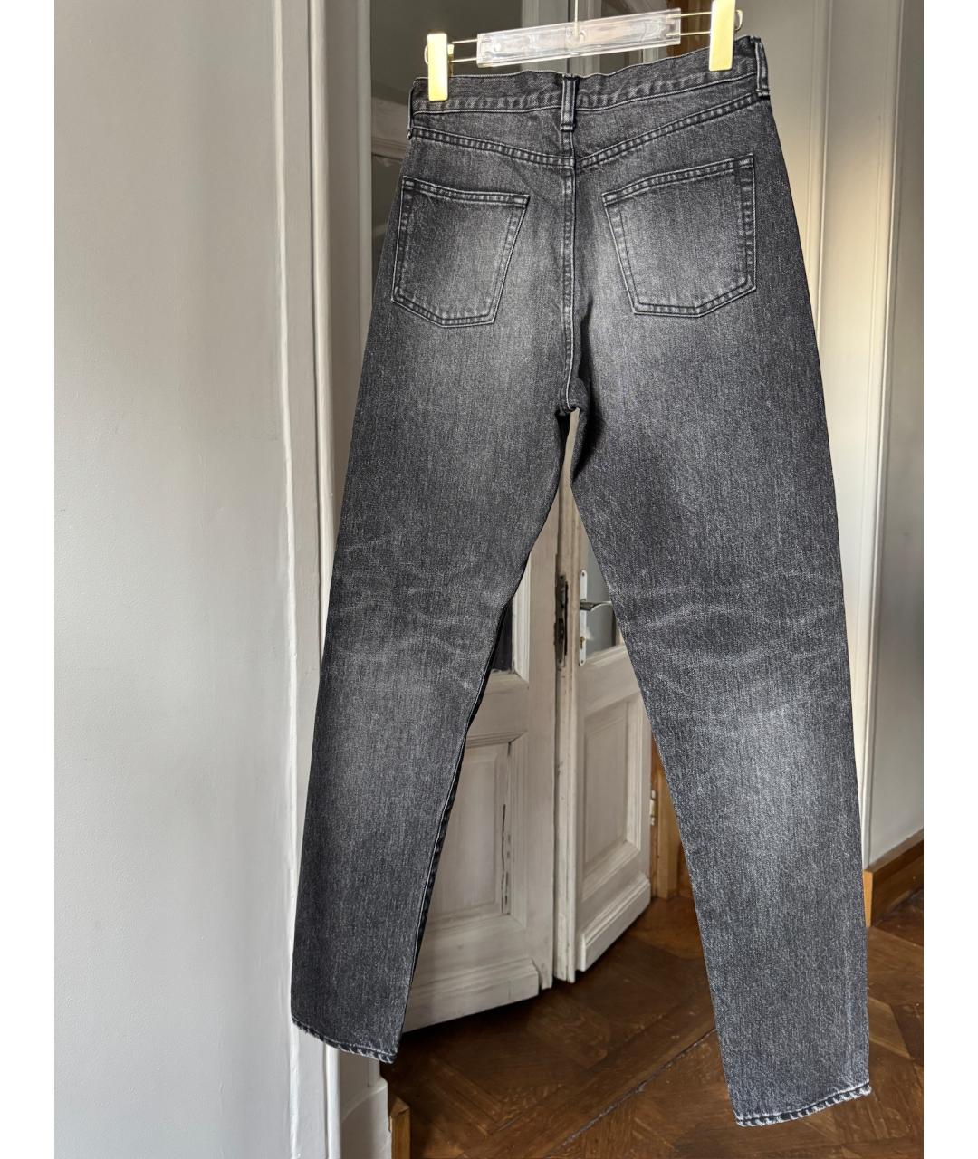 SAINT LAURENT Черные хлопковые прямые джинсы, фото 2