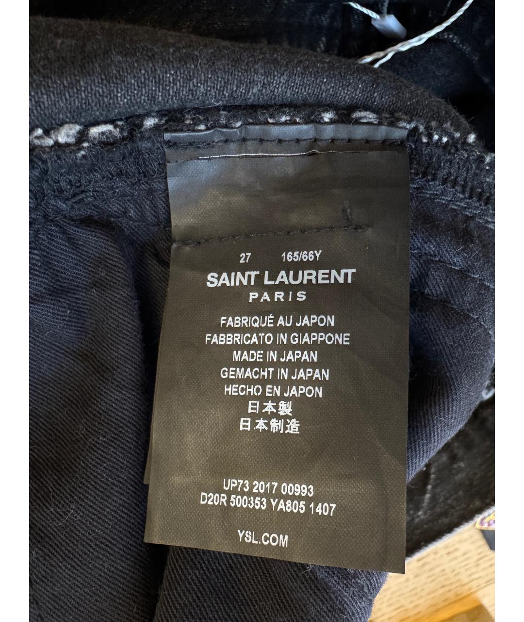 SAINT LAURENT Черные хлопковые прямые джинсы, фото 9