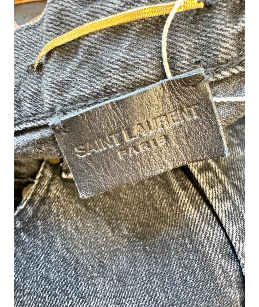 SAINT LAURENT Черные хлопковые прямые джинсы, фото 7