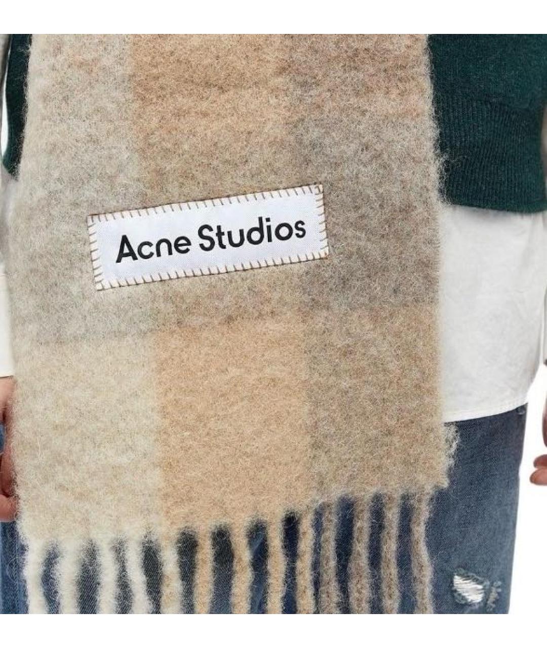 ACNE STUDIOS Бежевый шерстяной шарф, фото 3