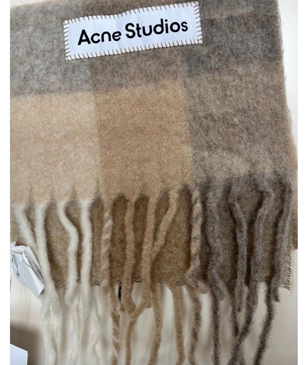 ACNE STUDIOS Бежевый шерстяной шарф, фото 7