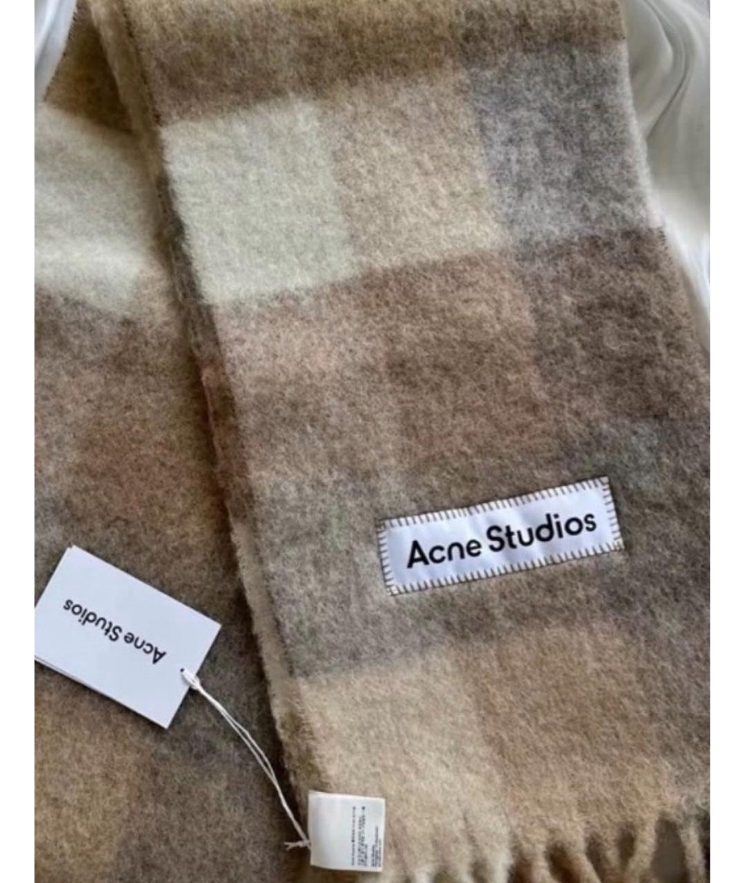 ACNE STUDIOS Бежевый шерстяной шарф, фото 6