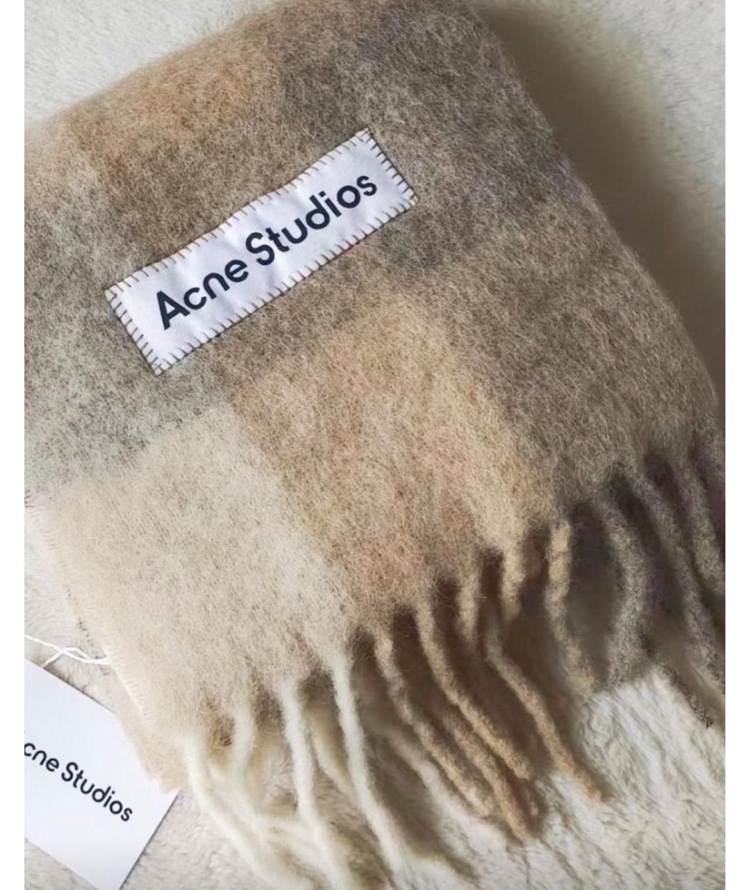 ACNE STUDIOS Бежевый шерстяной шарф, фото 4