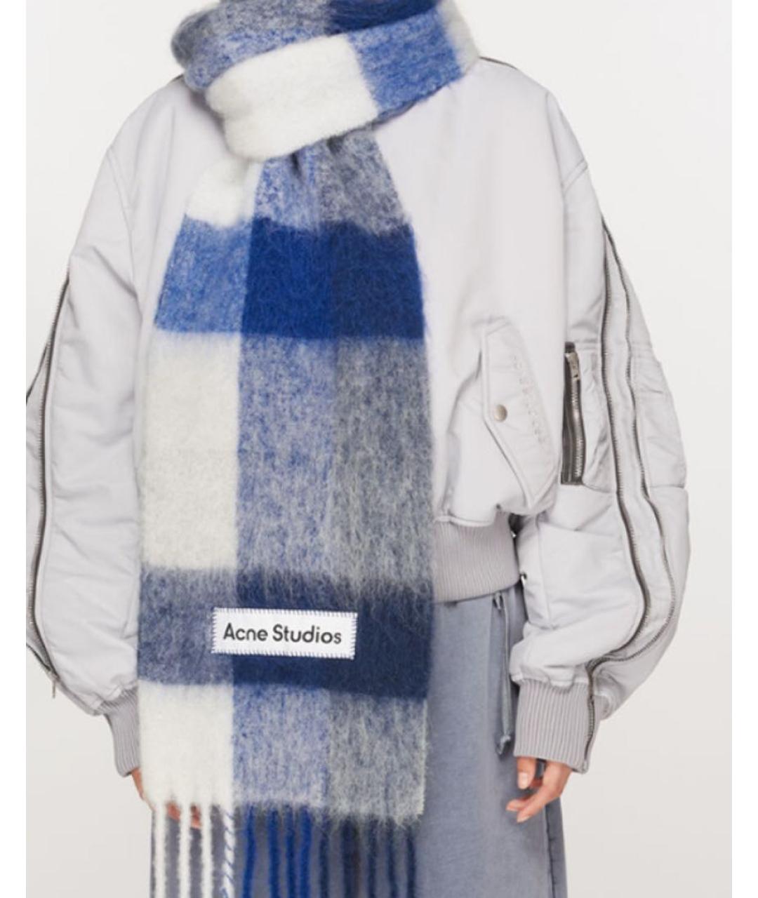 ACNE STUDIOS Синий шерстяной шарф, фото 2