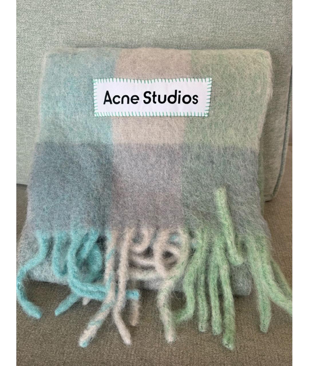 ACNE STUDIOS Голубой шерстяной шарф, фото 3