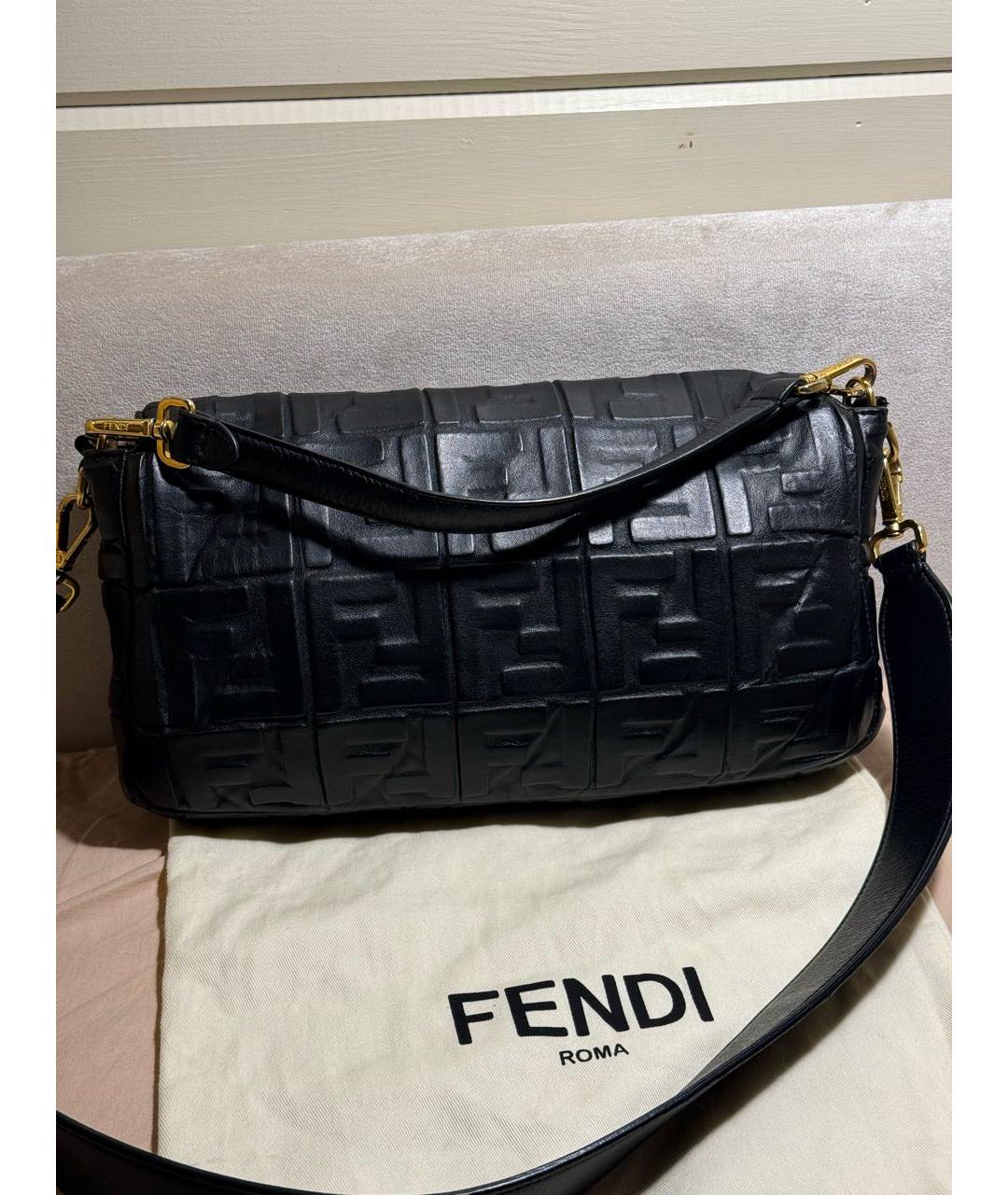 FENDI Черная кожаная сумка с короткими ручками, фото 3