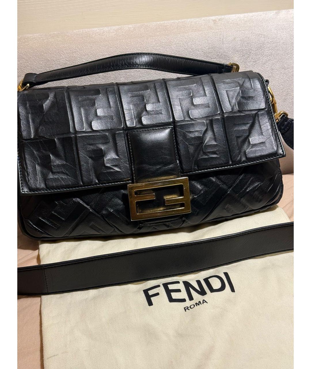 FENDI Черная кожаная сумка с короткими ручками, фото 2