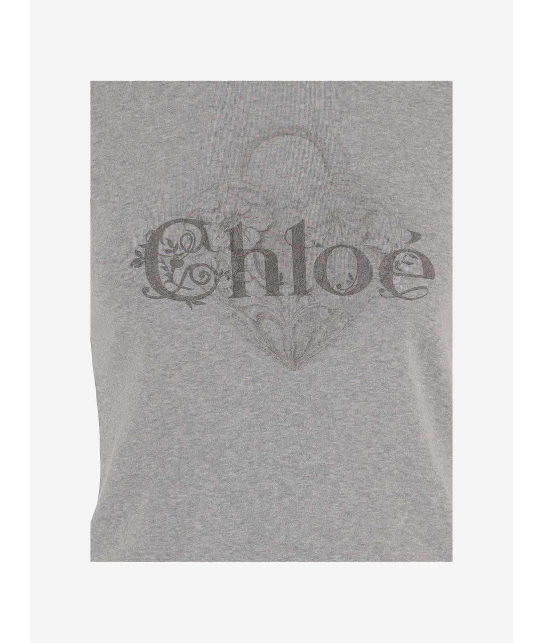 CHLOE Серая хлопковая футболка, фото 3