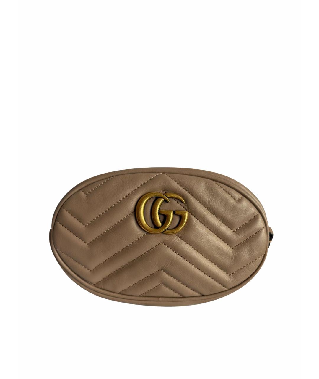 GUCCI Бежевая кожаная поясная сумка, фото 1
