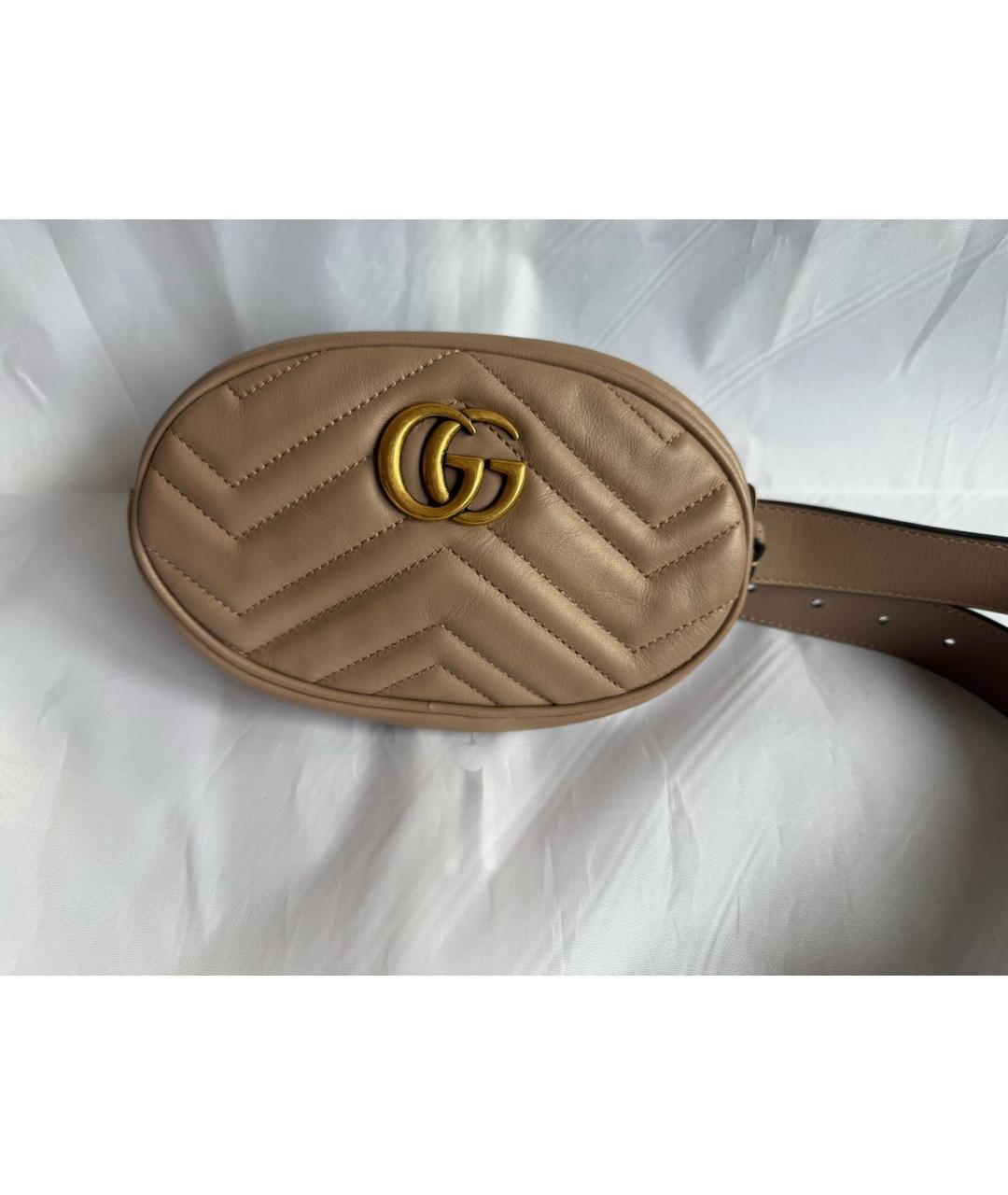 GUCCI Бежевая кожаная поясная сумка, фото 5