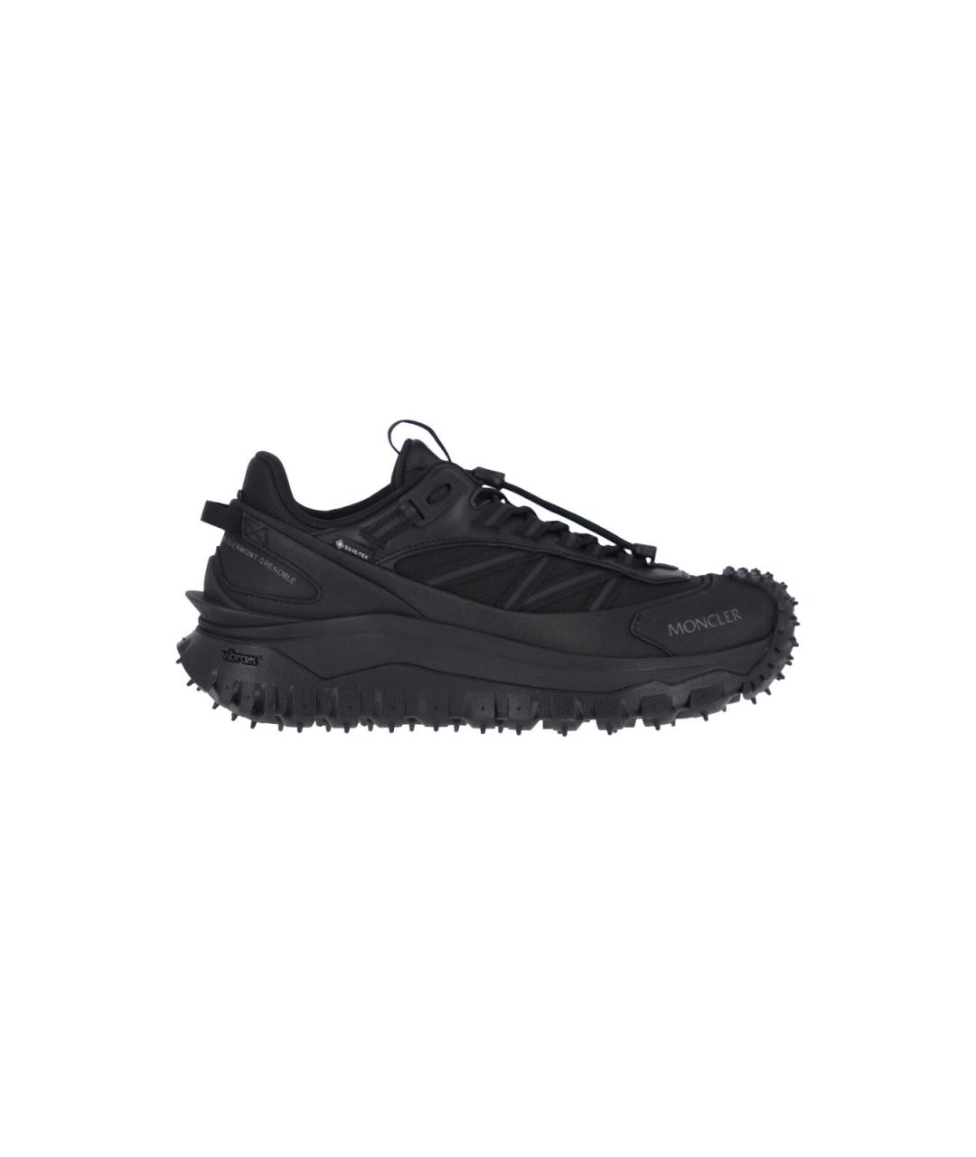 MONCLER Черные синтетические низкие кроссовки / кеды, фото 1