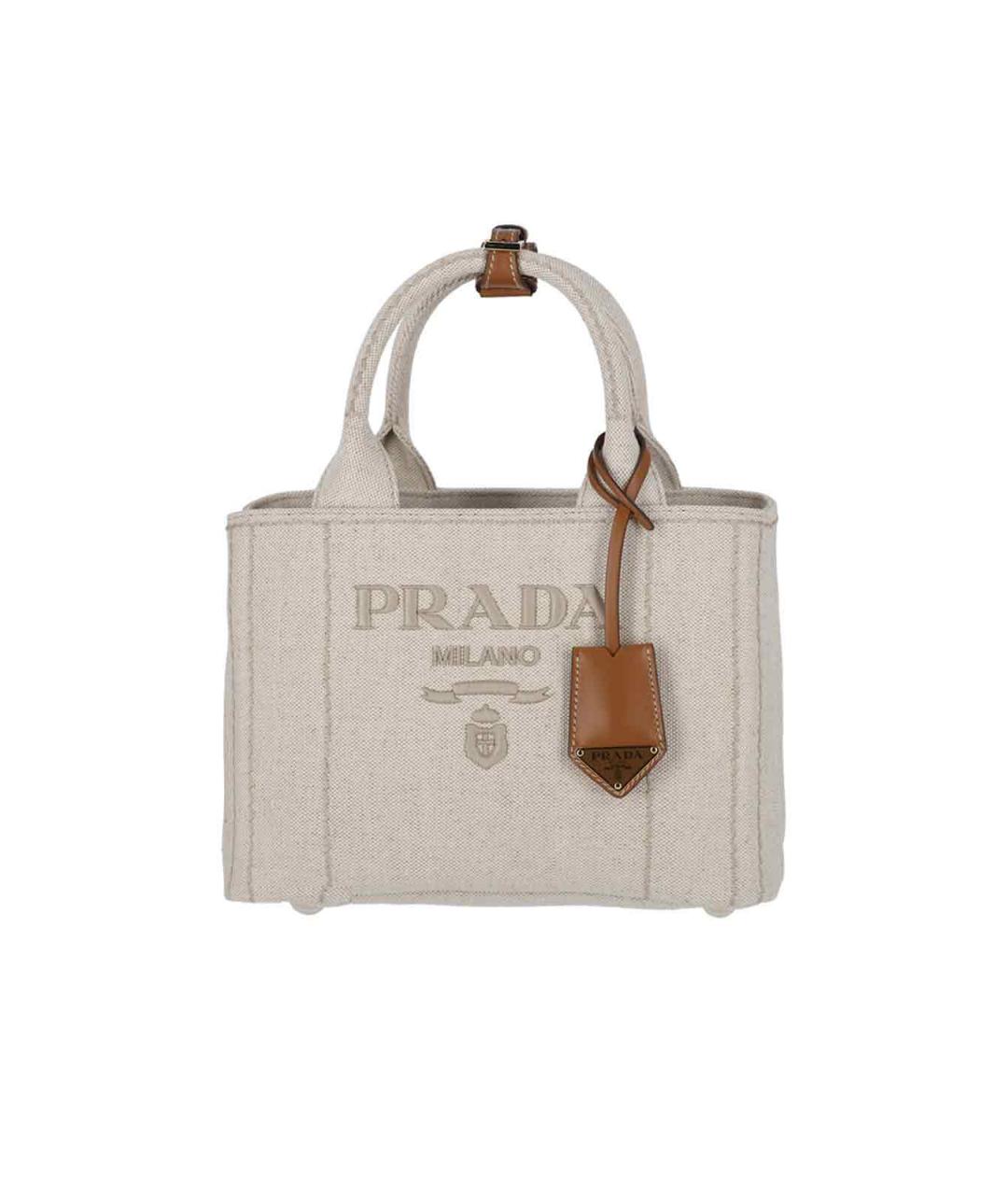 PRADA Бежевая хлопковая сумка тоут, фото 1