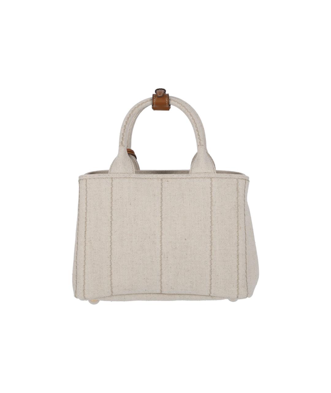 PRADA Бежевая хлопковая сумка тоут, фото 3