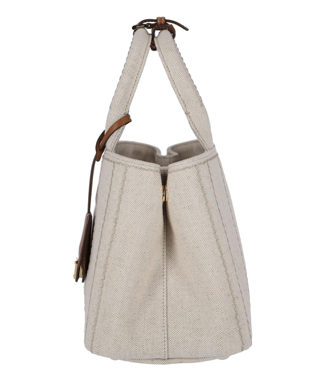 PRADA Бежевая хлопковая сумка тоут, фото 5