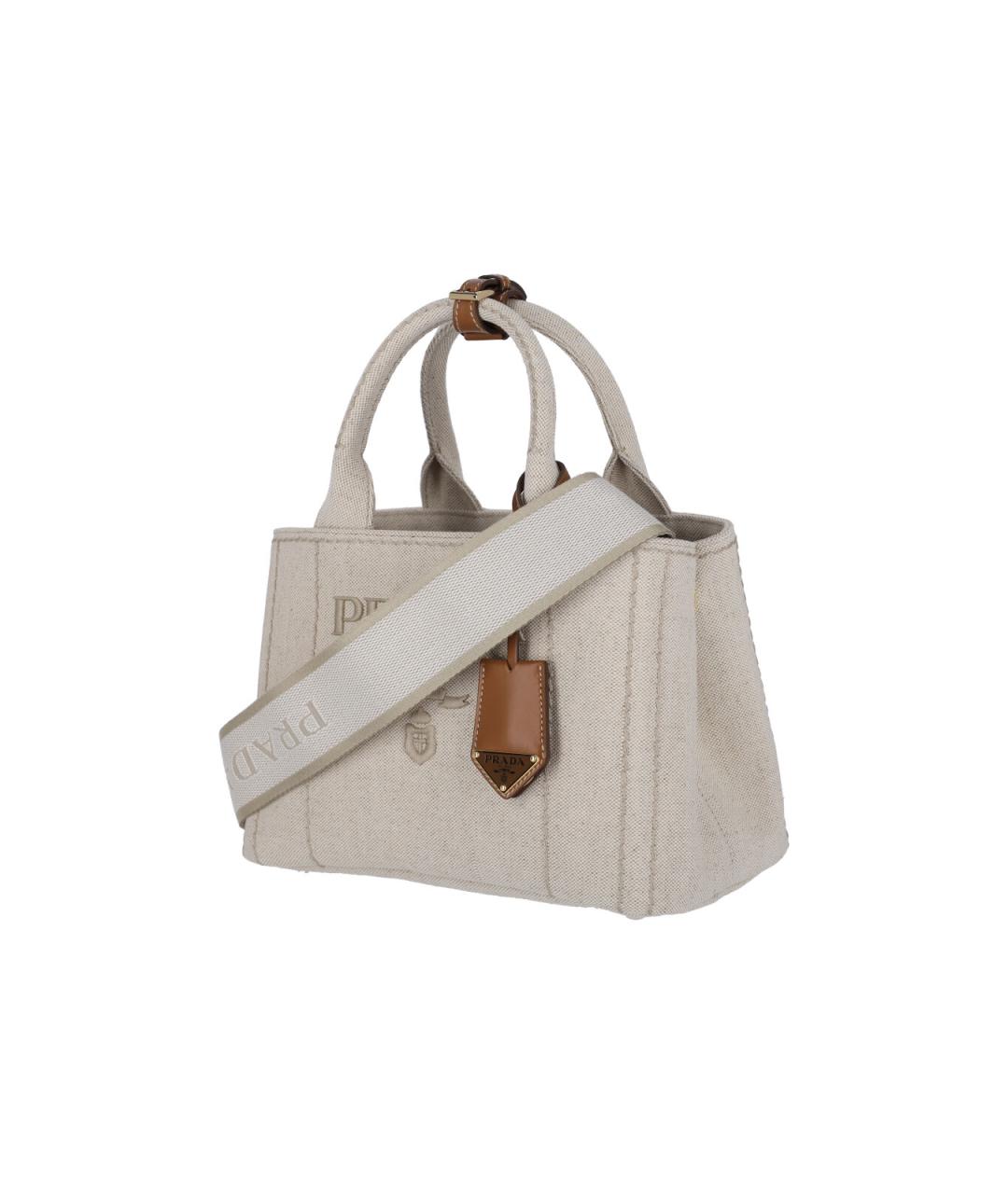 PRADA Бежевая хлопковая сумка тоут, фото 2