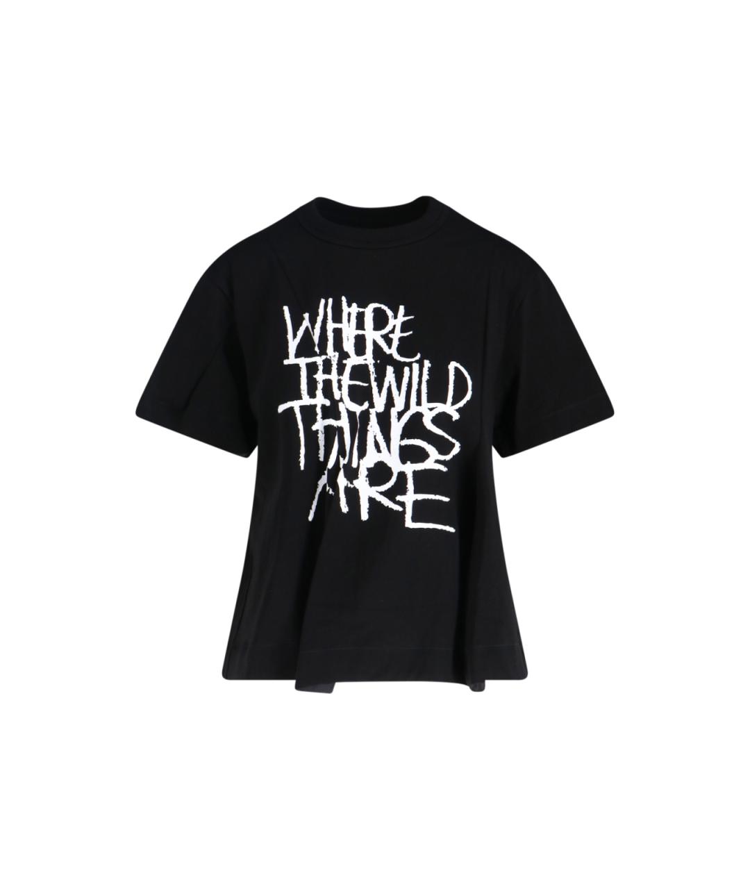 SACAI Черная хлопковая футболка, фото 1