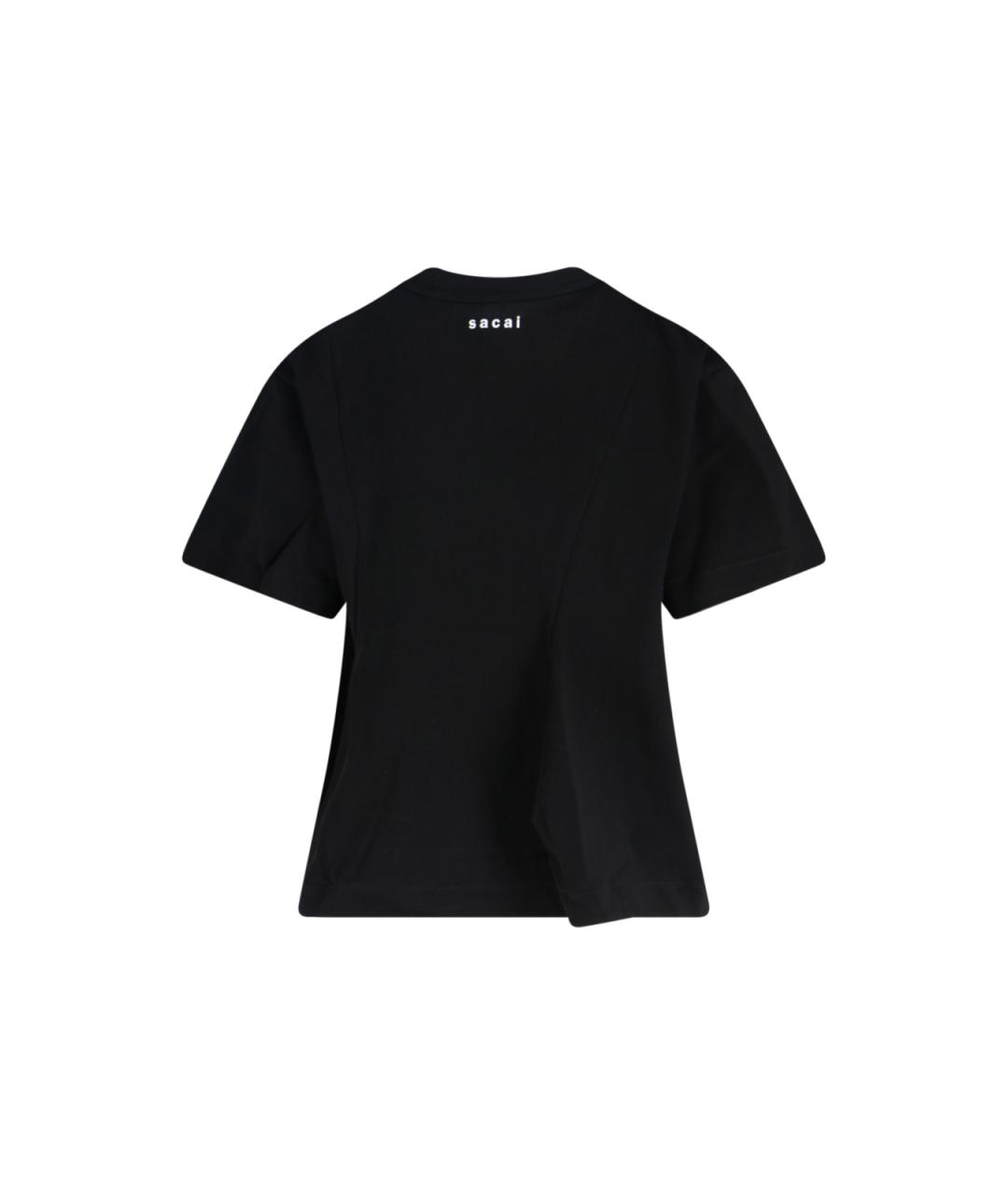 SACAI Черная хлопковая футболка, фото 2