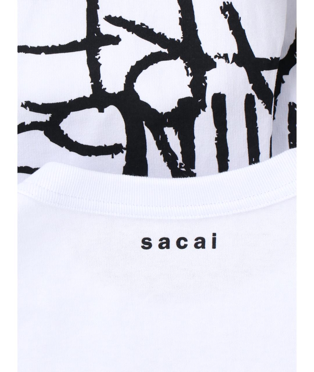 SACAI Белая хлопковая футболка, фото 3
