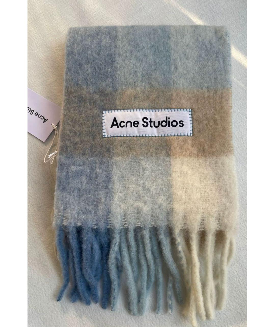 ACNE STUDIOS Голубой шерстяной шарф, фото 3