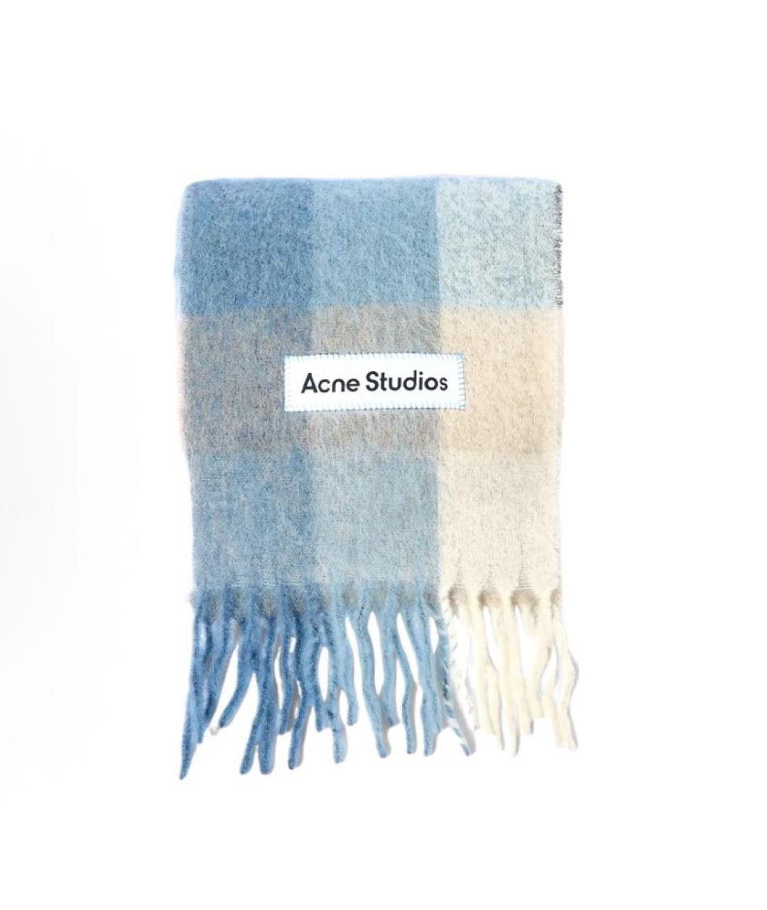 ACNE STUDIOS Голубой шерстяной шарф, фото 1