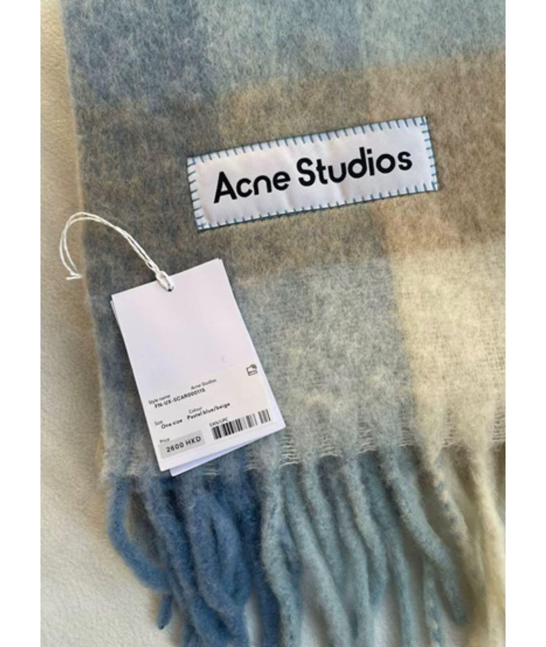 ACNE STUDIOS Голубой шерстяной шарф, фото 4
