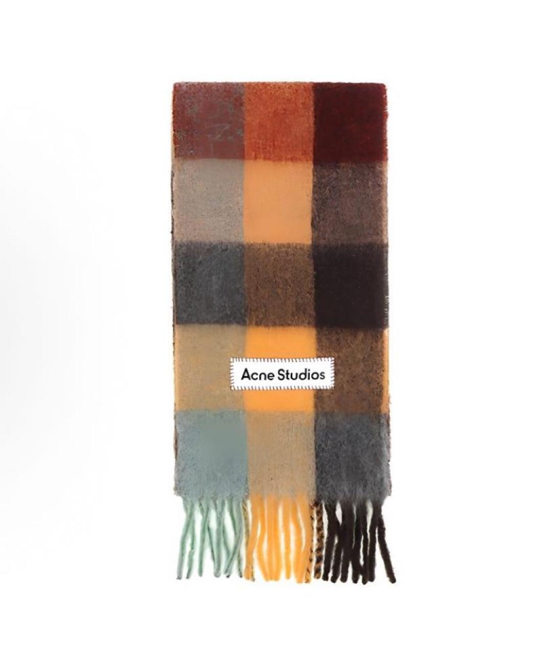 ACNE STUDIOS Коричневый шерстяной шарф, фото 1