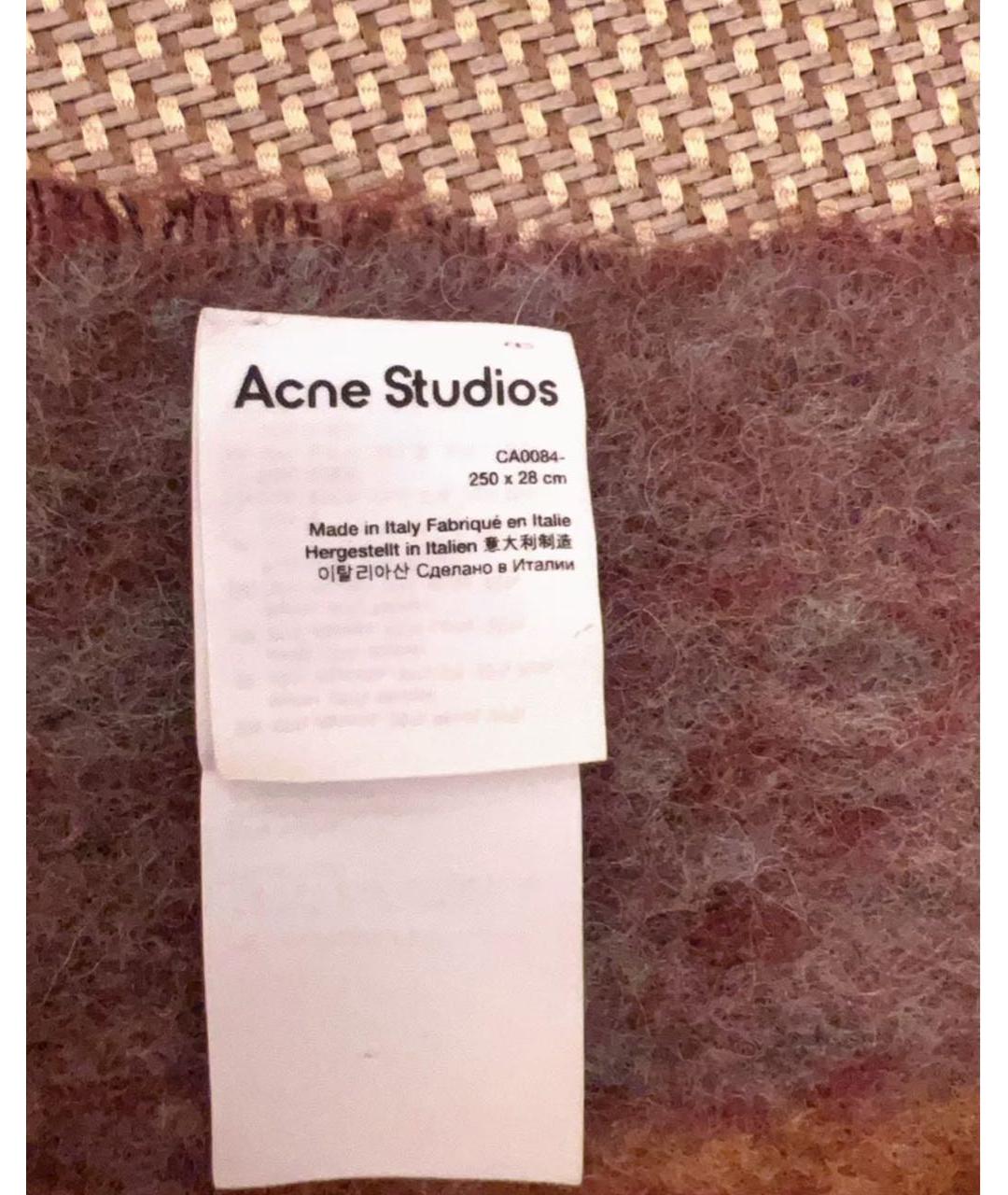 ACNE STUDIOS Коричневый шерстяной шарф, фото 7