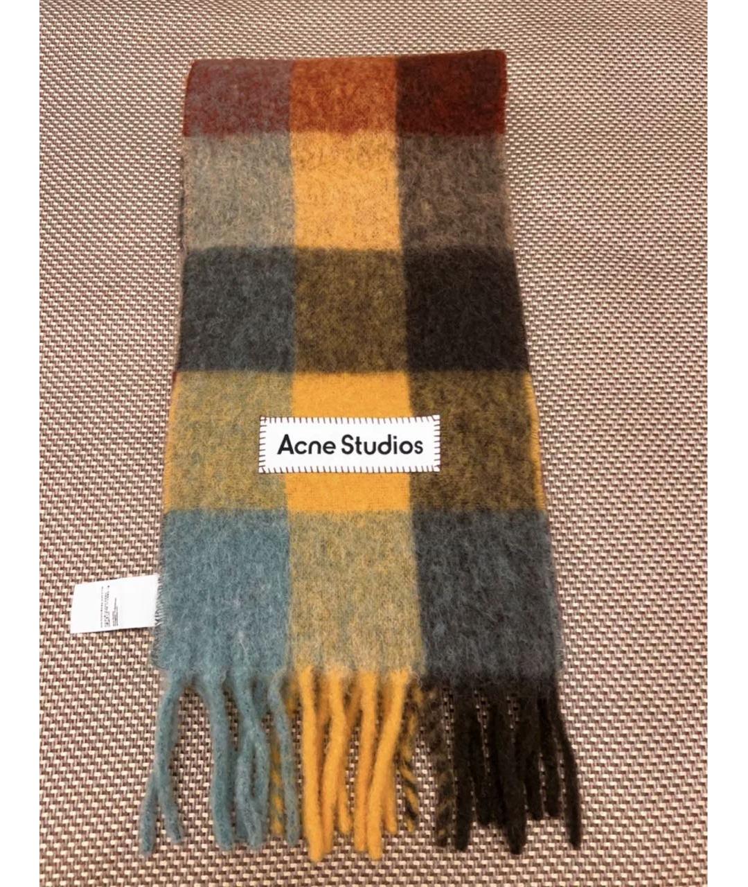 ACNE STUDIOS Коричневый шерстяной шарф, фото 5
