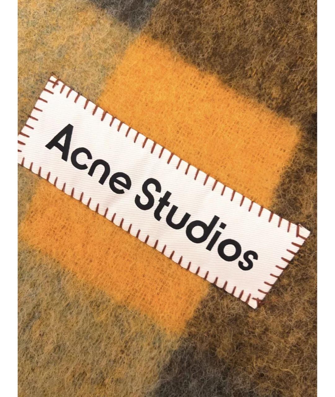 ACNE STUDIOS Коричневый шерстяной шарф, фото 6