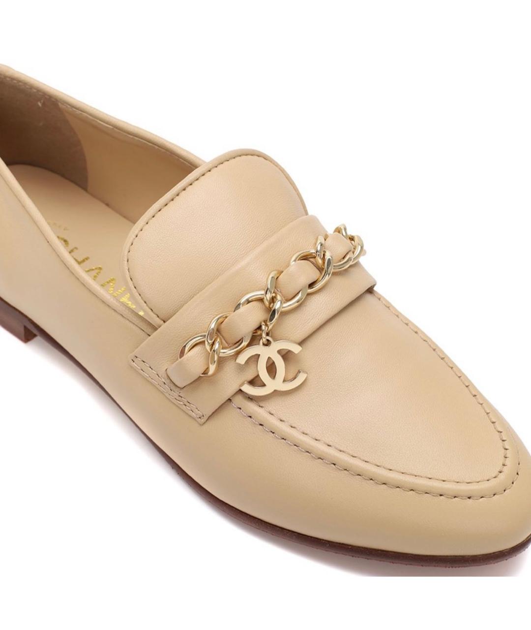 CHANEL Бежевые кожаные лоферы, фото 2