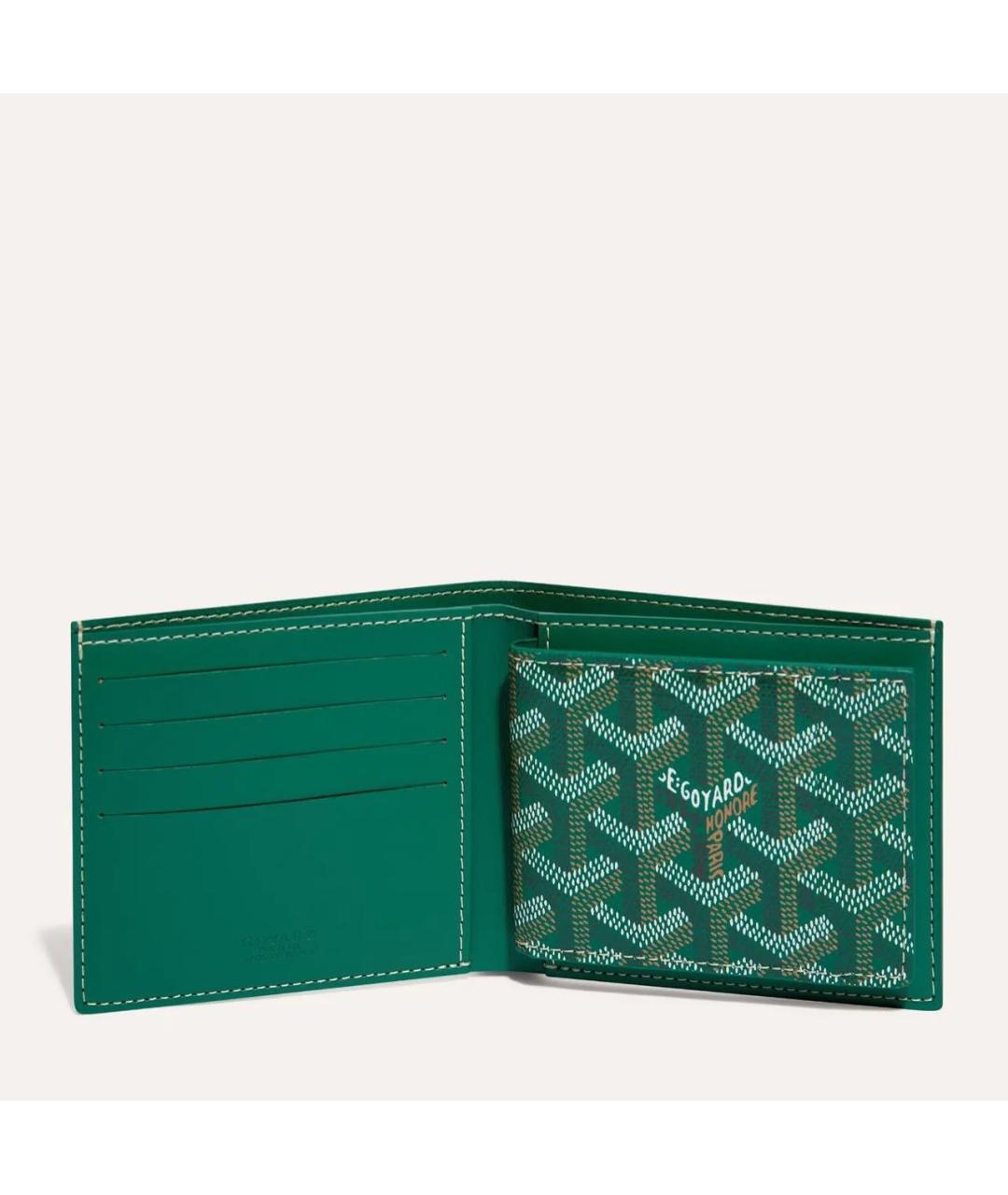 GOYARD Зеленый кожаный кошелек, фото 3