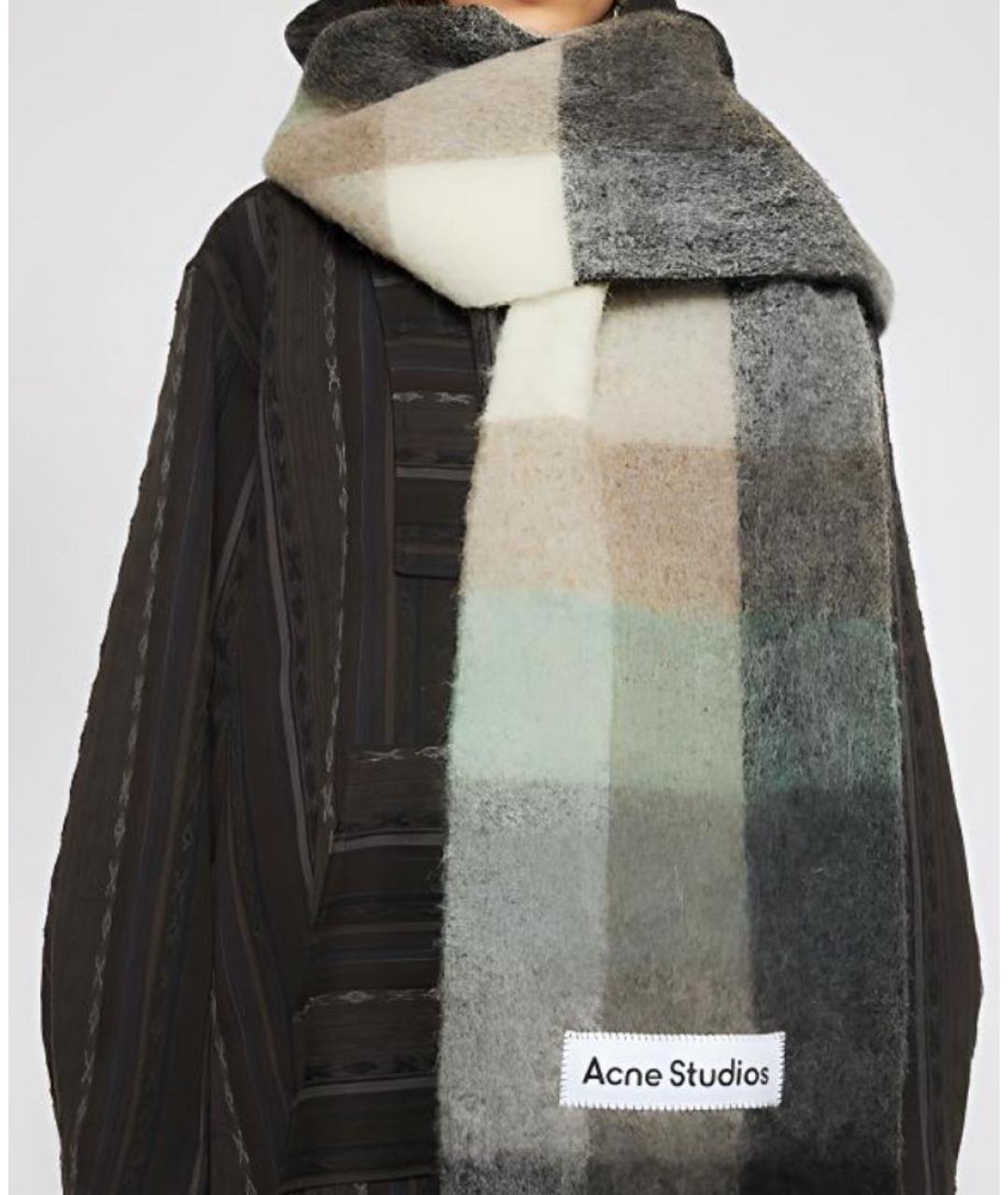 ACNE STUDIOS Антрацитовый шерстяной шарф, фото 4